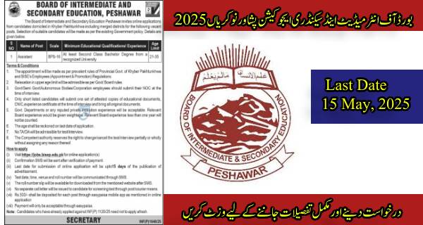 New BISE Peshawar Job 2025