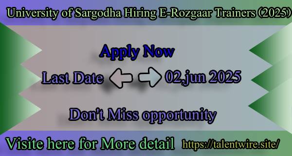 Latest University of Sargodha E-Rozgaar Program Trainer Jobs 2025