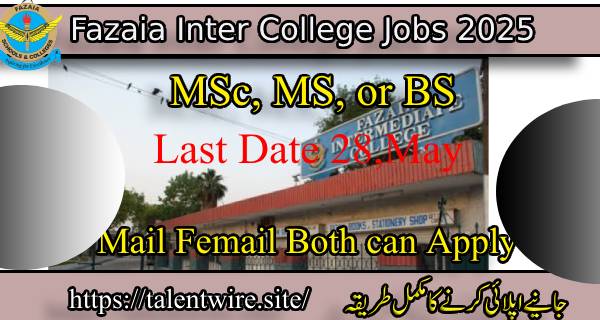 Fazaia Inter College Lower Topa Teaching Best Jobs 2025